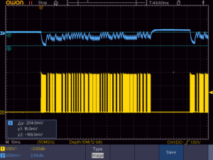 パスコン100uFの場合の電源電圧の変動波形