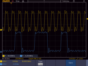 16MbpsのI2S信号波形（拡大）