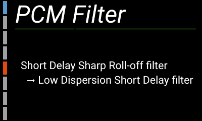 自作ハイレゾアンプの設定画面（PCM Filter）